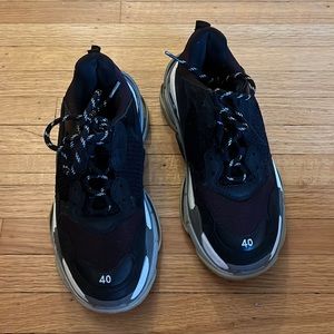 Burgundy and black balenciaga triple s sneakers